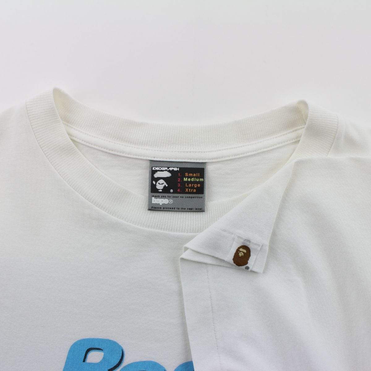 Bape Blue Bubble Text Tee White - SaruGeneral