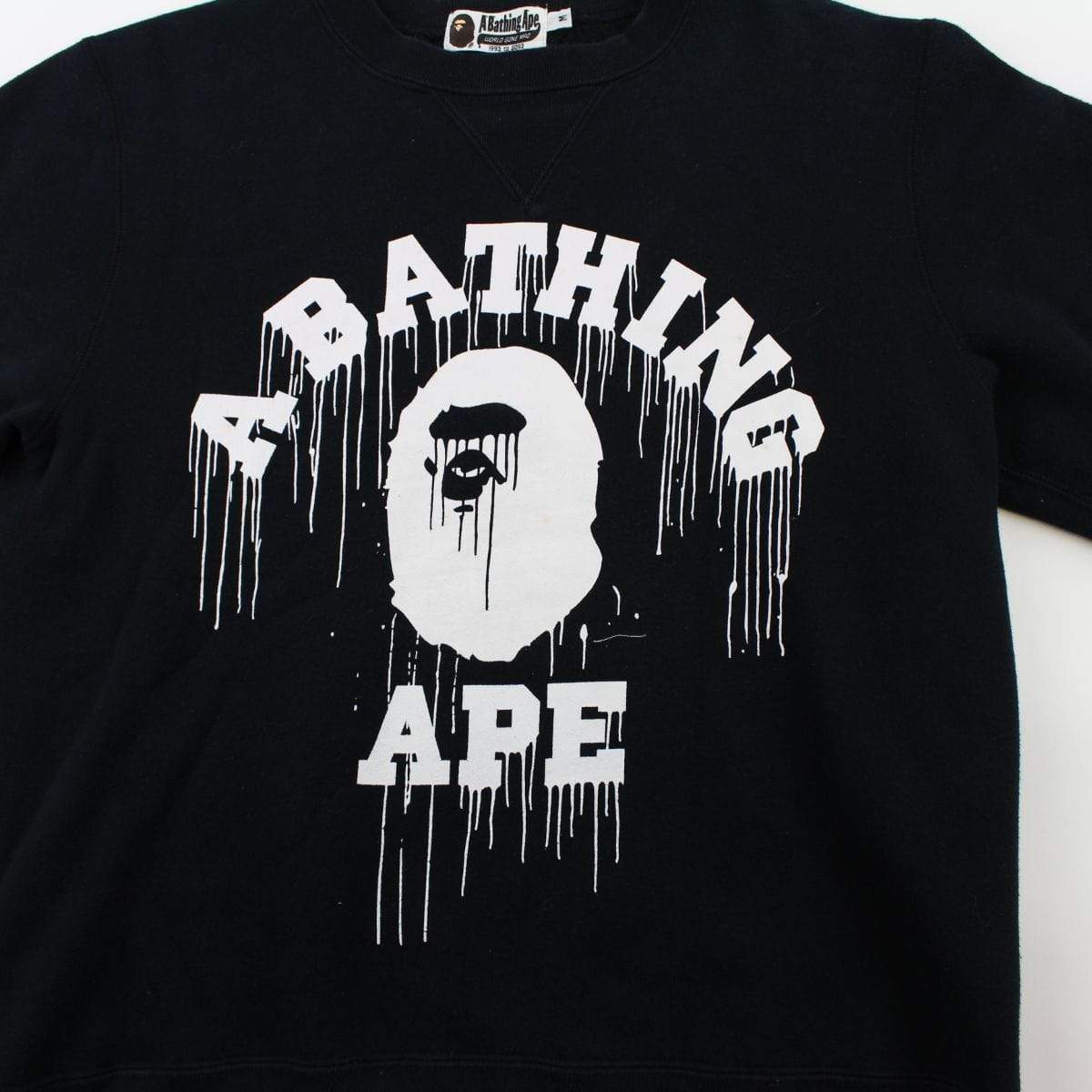 Bape Paint Drip College Logo Crewneck Black - SaruGeneral