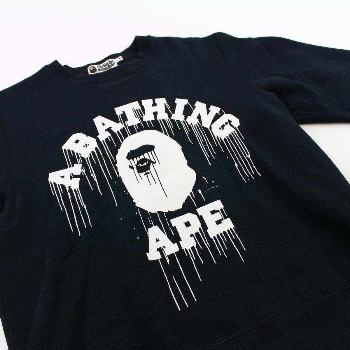 Bape Paint Drip College Logo Crewneck Black - SaruGeneral