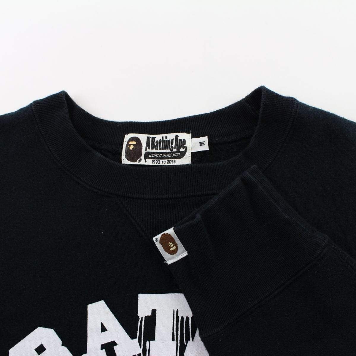 Bape Paint Drip College Logo Crewneck Black - SaruGeneral