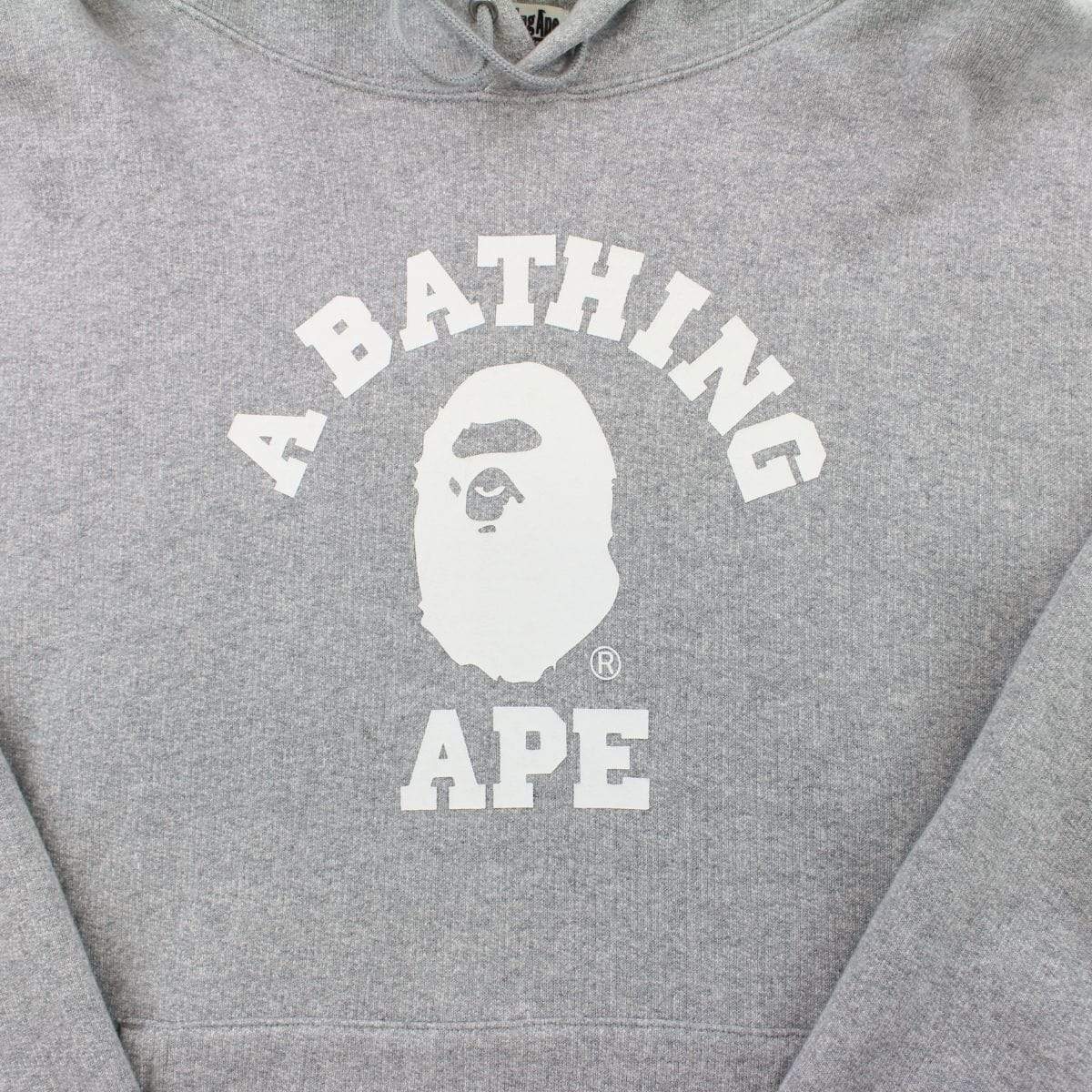 Bape College Logo Pullover Hoodie Grey - SaruGeneral
