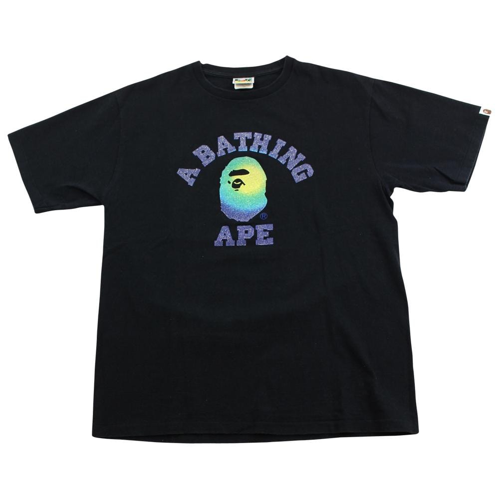 Bape Glitter Gradient College Logo Tee Black - SaruGeneral