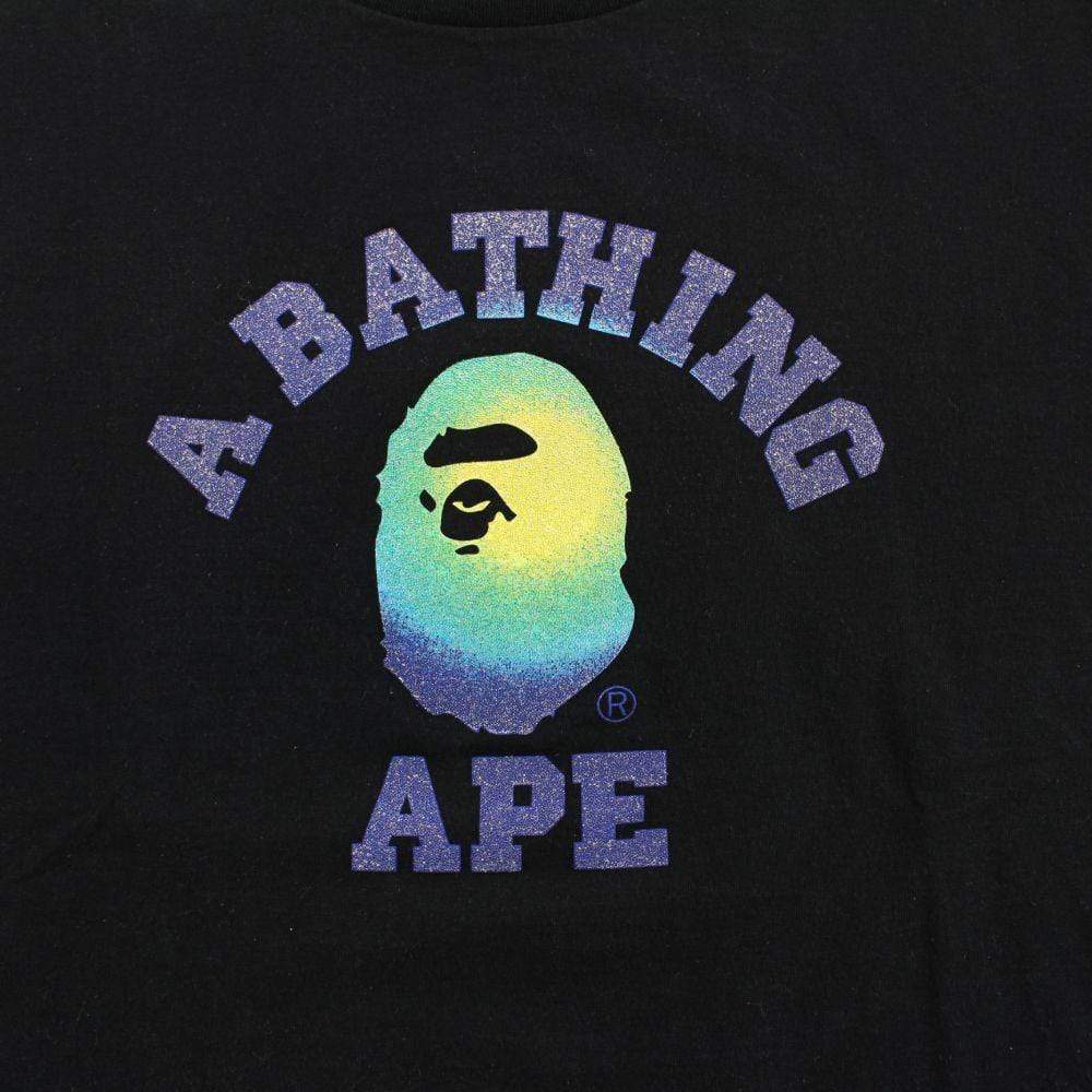 Bape Glitter Gradient College Logo Tee Black - SaruGeneral