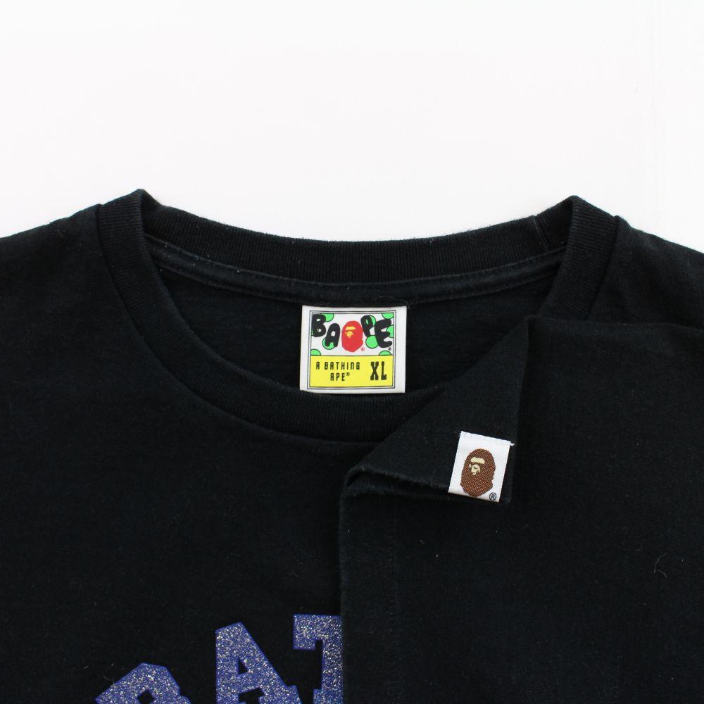 Bape Glitter Gradient College Logo Tee Black - SaruGeneral