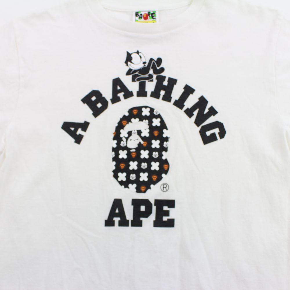 Bape x Felix The Cat College Logo Tee White - SaruGeneral