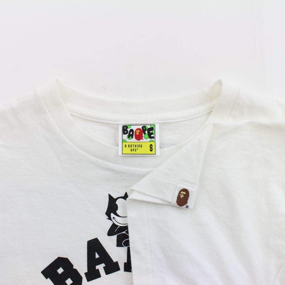 Bape x Felix The Cat College Logo Tee White - SaruGeneral