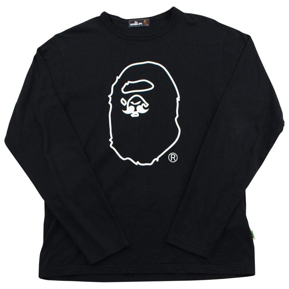 Bape Mr Ape Big Moustache LS Black - SaruGeneral