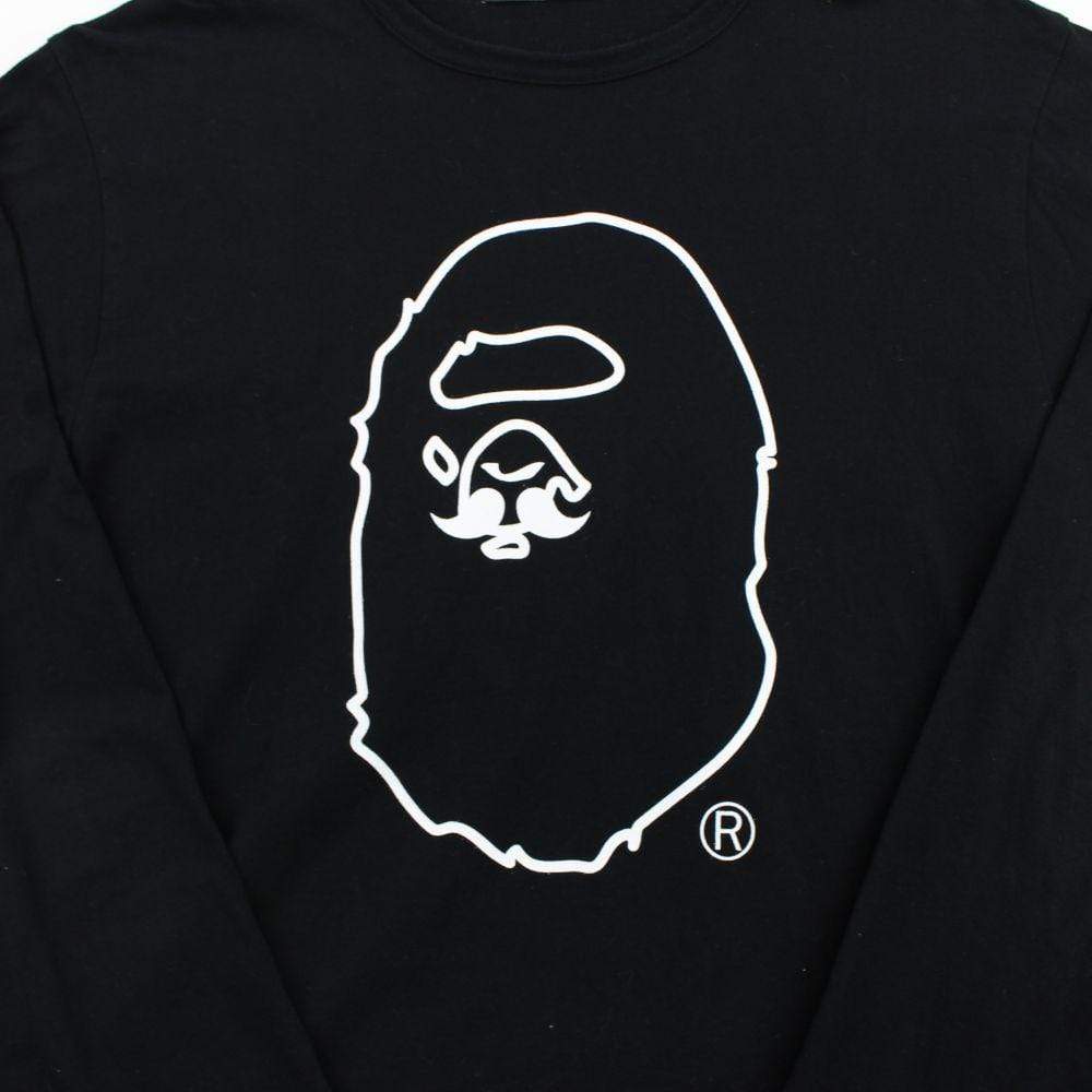 Bape Mr Ape Big Moustache LS Black - SaruGeneral