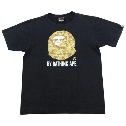 Bape Desert Camo Big Ape Logo Text Tee Black