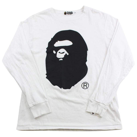 Bape Black Big Ape Logo LS White