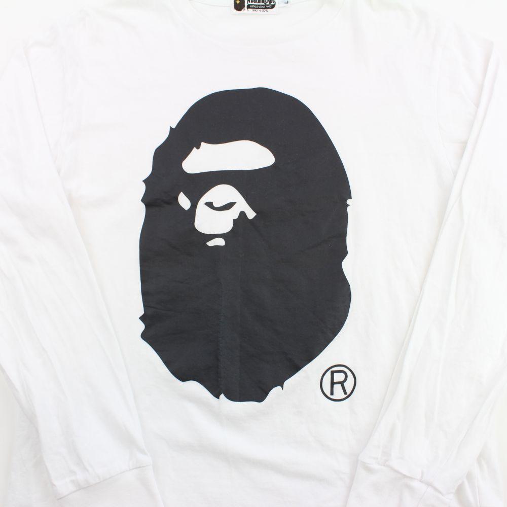 Bape Black Big Ape Logo LS White - SaruGeneral
