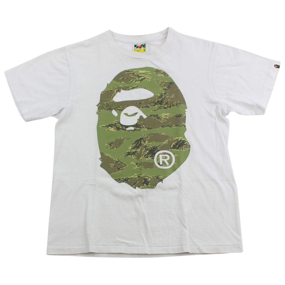 Bape Woodland Camo Big Ape Logo Tee White - SaruGeneral