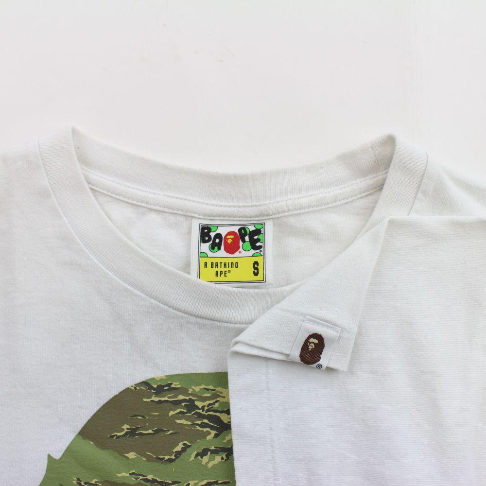 Bape Woodland Camo Big Ape Logo Tee White - SaruGeneral