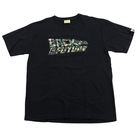 Bape ABC Green Camo Back To The Future Logo Tee Black