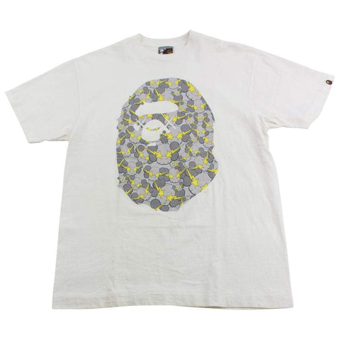 Bape Kaws Sta Yellow Grey Big Ape Logo Tee White