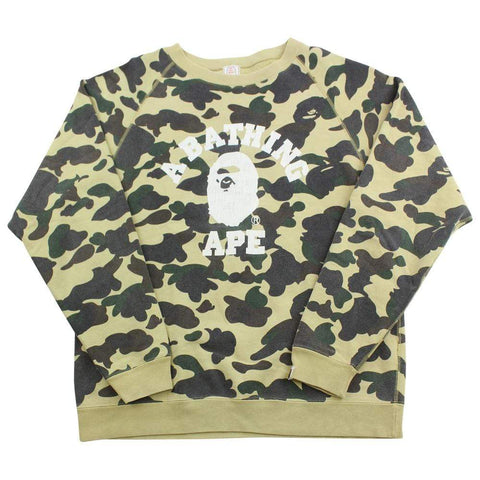 Bape White College Logo Crewneck 1st Yellow Camo