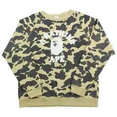 Sweat-shirt ras du cou Bape White College Logo 1st Yellow Camo