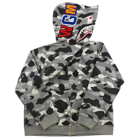 Bape Grey Camo Shark Hoodie