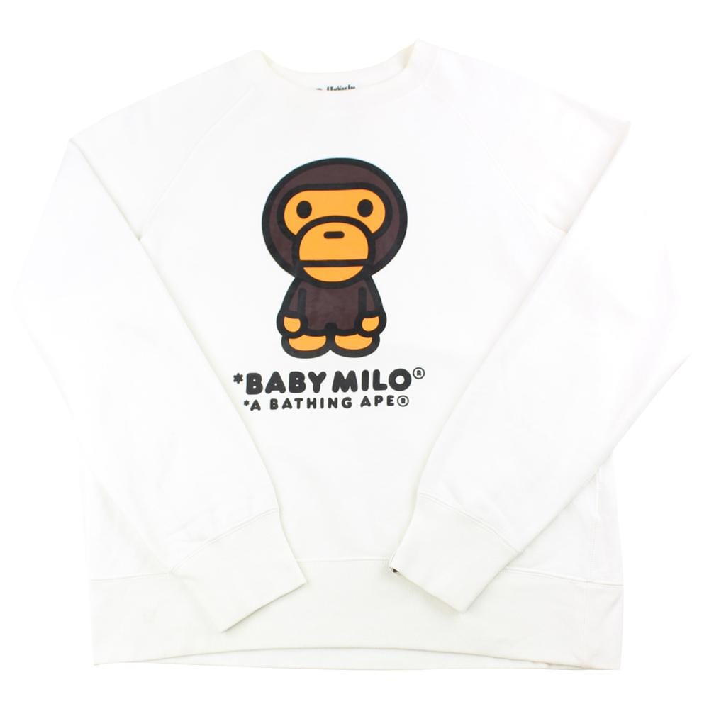 Bape milo figure crewneck white - SaruGeneral