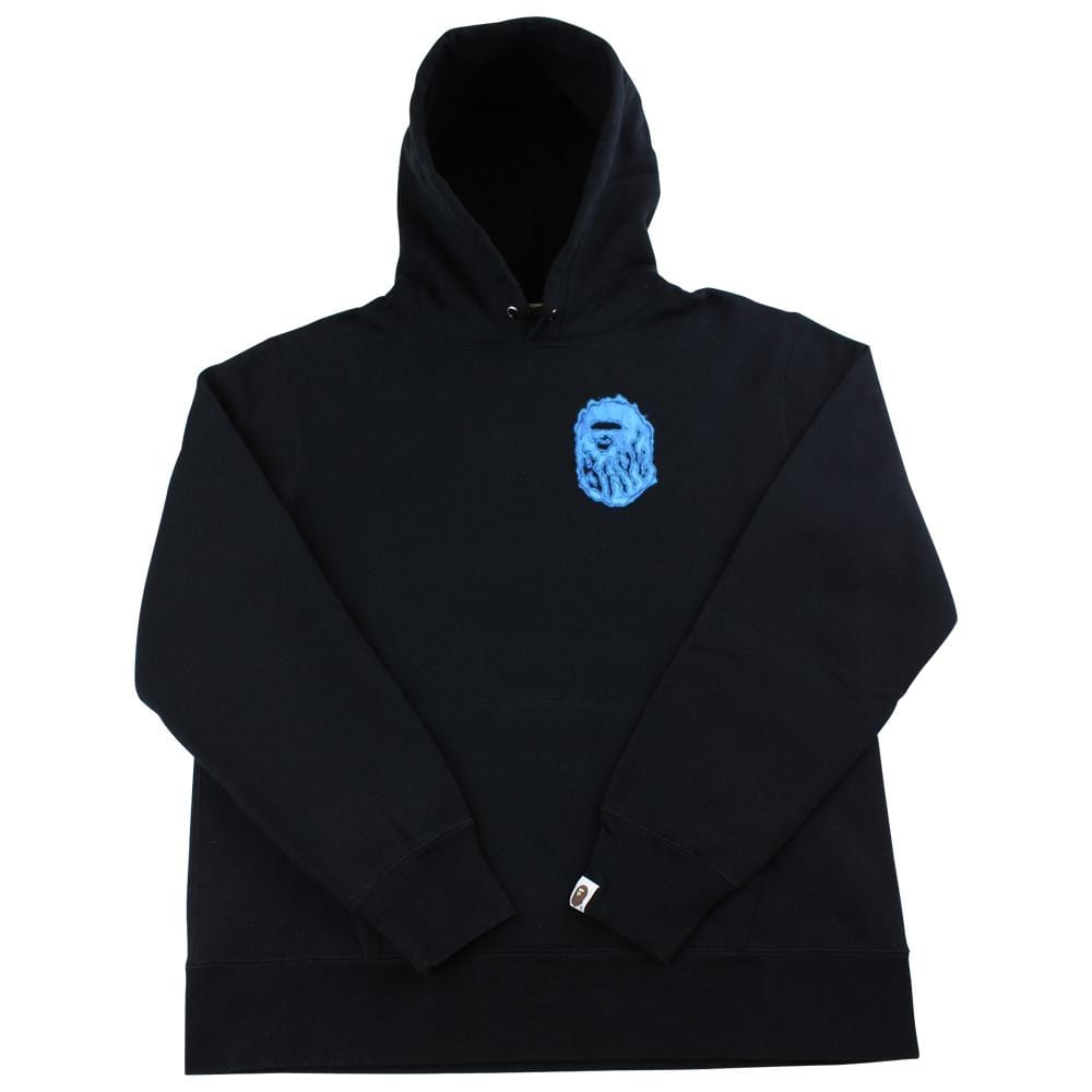 Bape blue flame big ape logo hoodie black 2019 - SaruGeneral