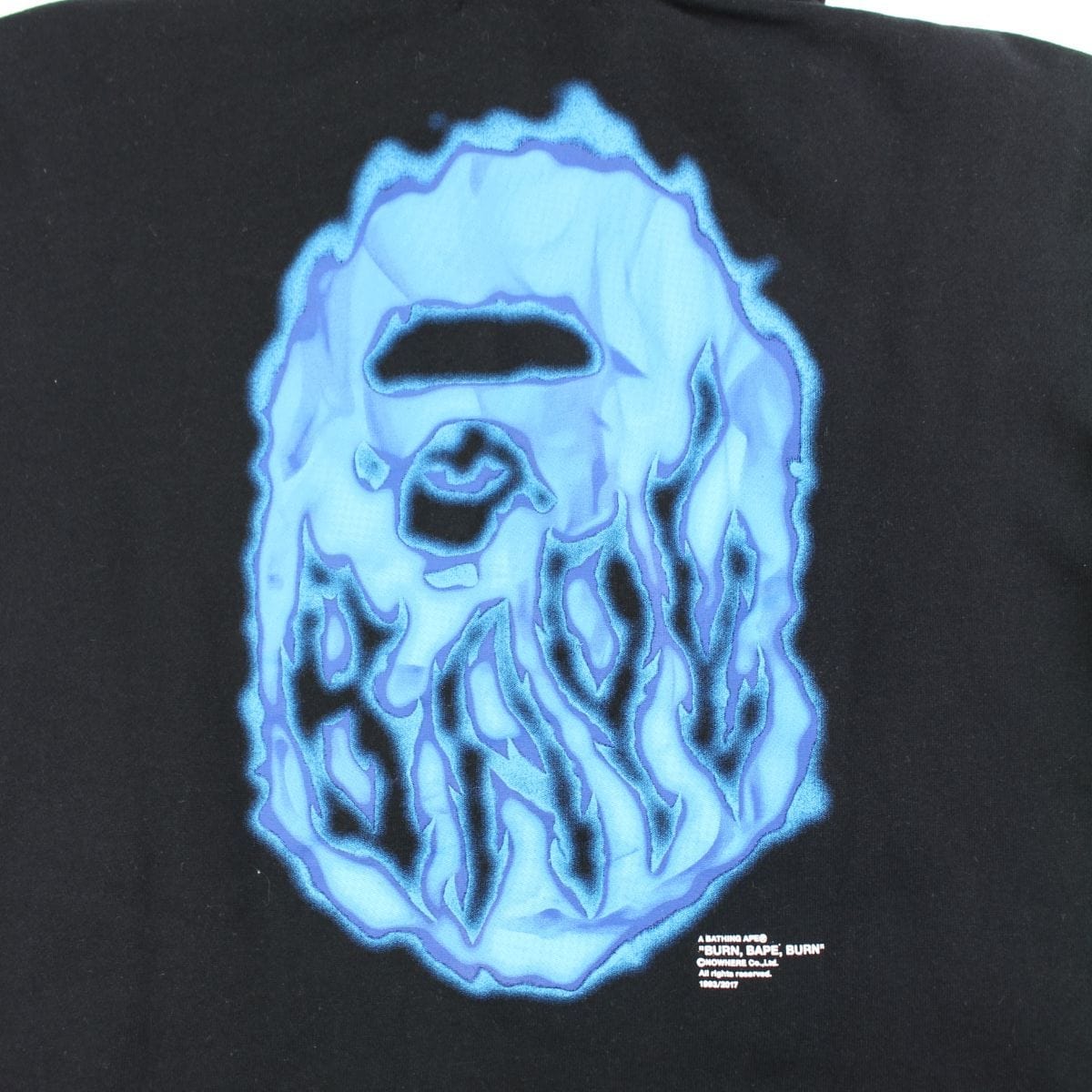 Bape blue flame big ape logo hoodie black 2019 - SaruGeneral