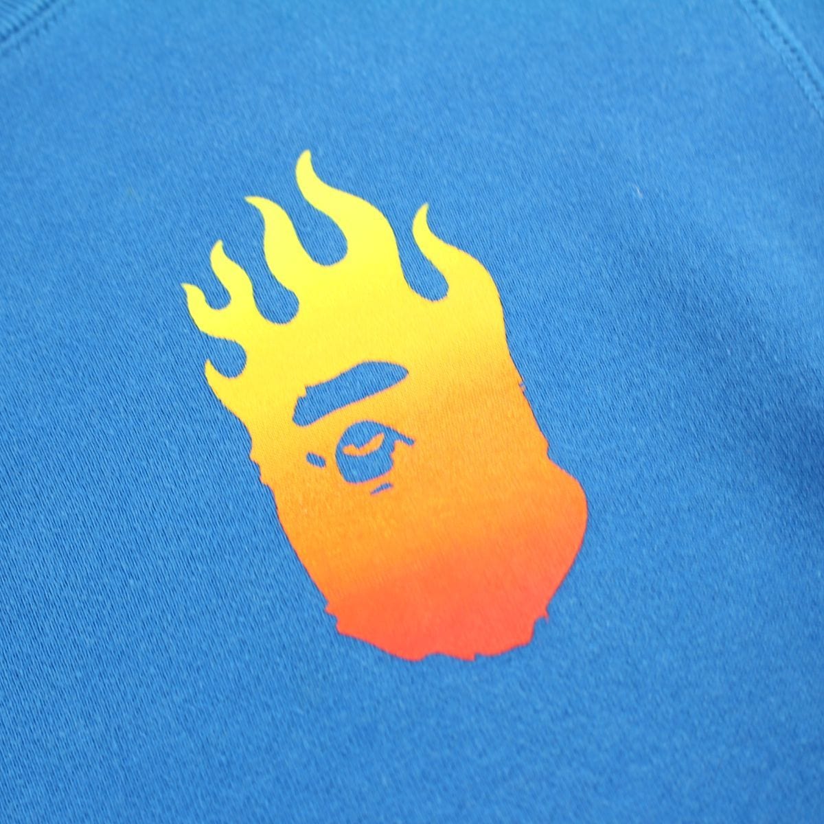 Bape flame big ape logo crewneck blue - SaruGeneral