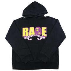 Bape purple script big ape logo hoodie black