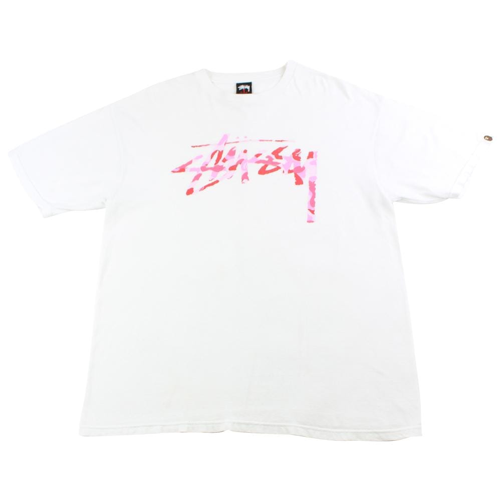 Bape x stussy pink camo 30th anniversary tee white - SaruGeneral