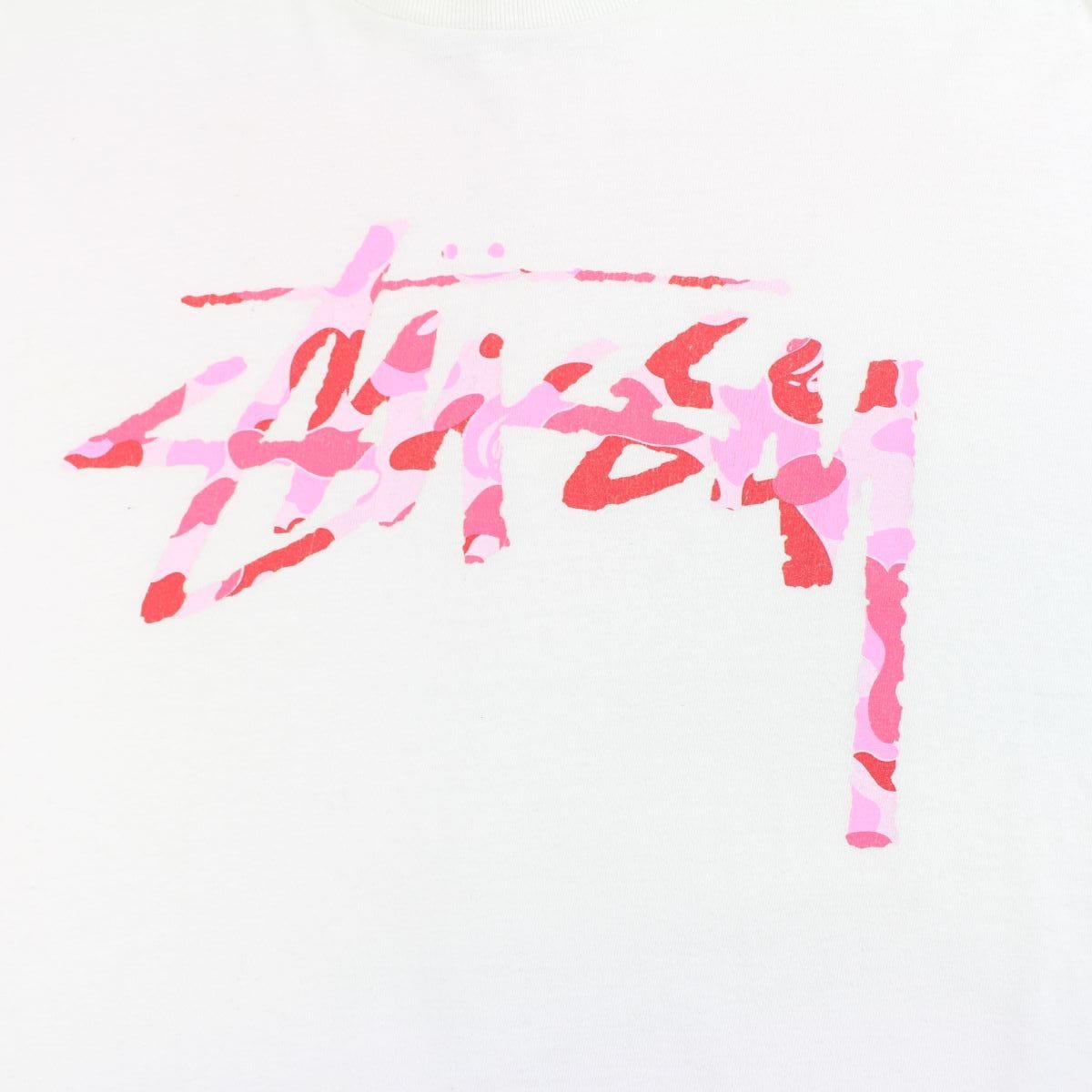 Bape x stussy pink camo 30th anniversary tee white - SaruGeneral