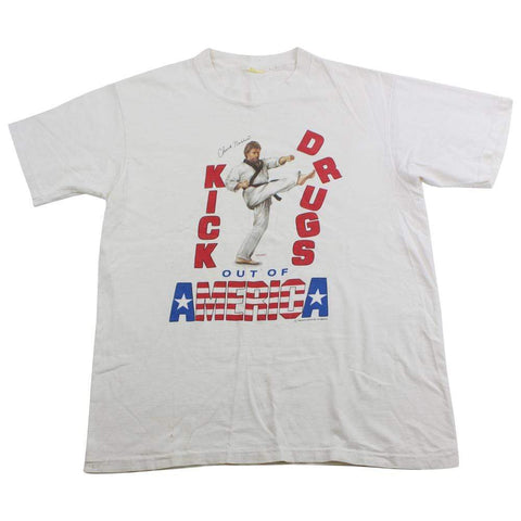 Chuck Norris Kick Drugs out of America Tee White