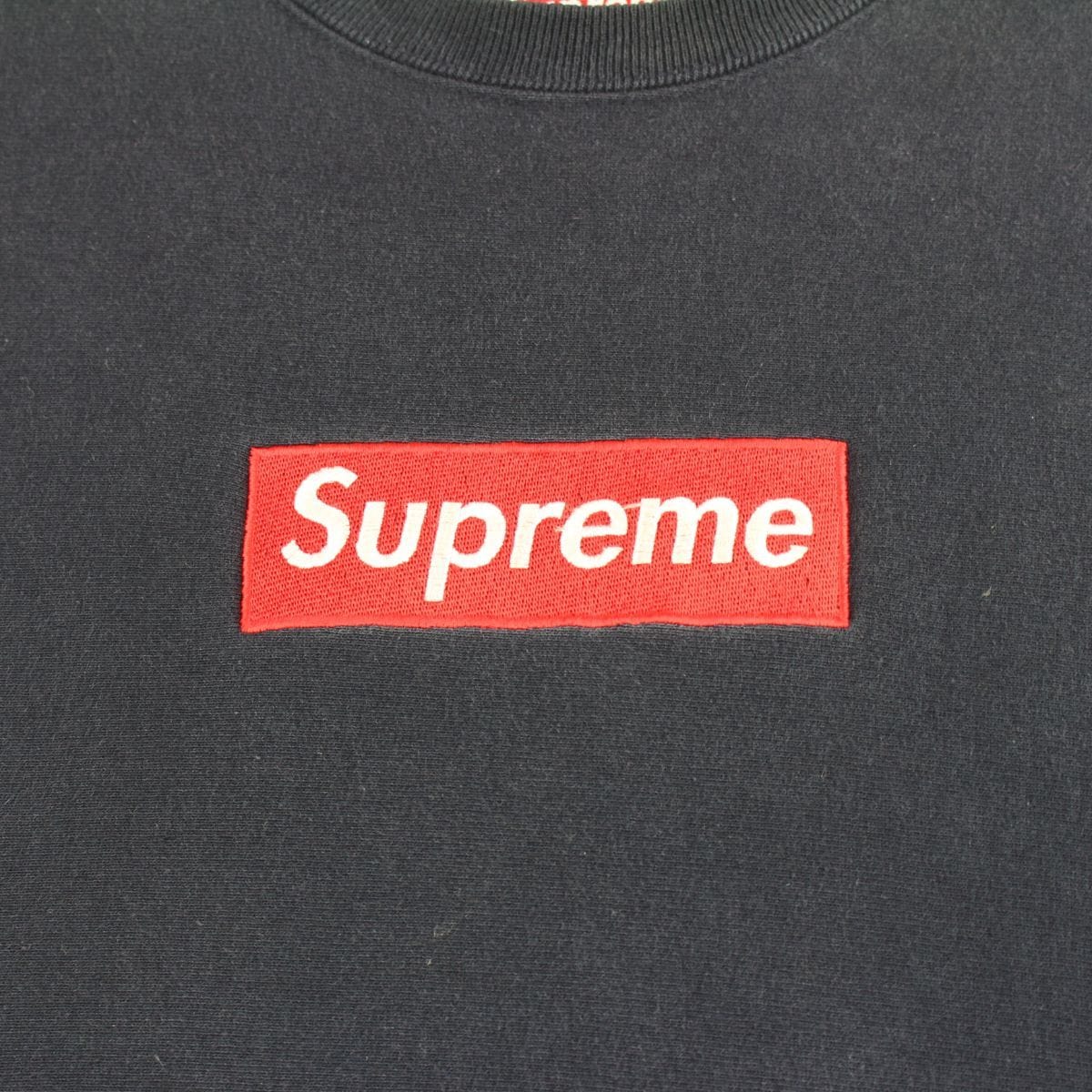 Supreme red on navy box logo crewneck early 2000's - SaruGeneral