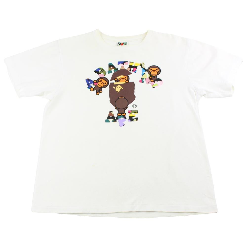 Bape multi camo milo college logo tee white - SaruGeneral