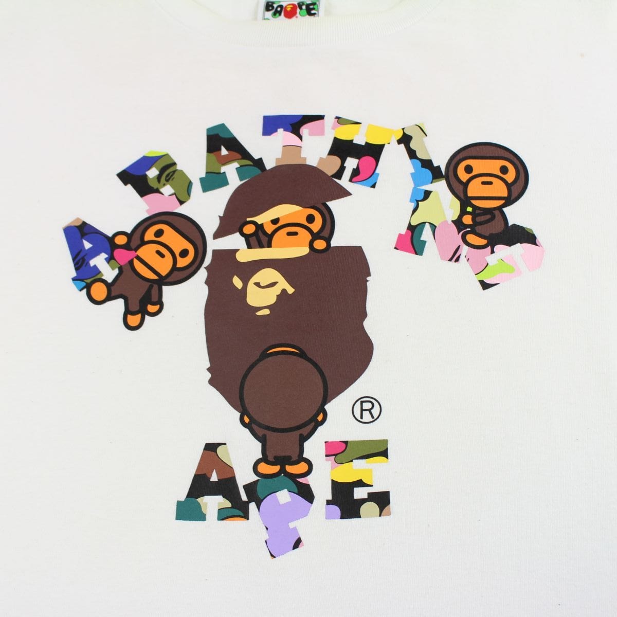 Bape multi camo milo college logo tee white - SaruGeneral