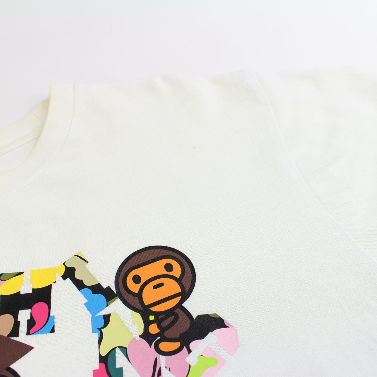 Bape multi camo milo college logo tee white - SaruGeneral