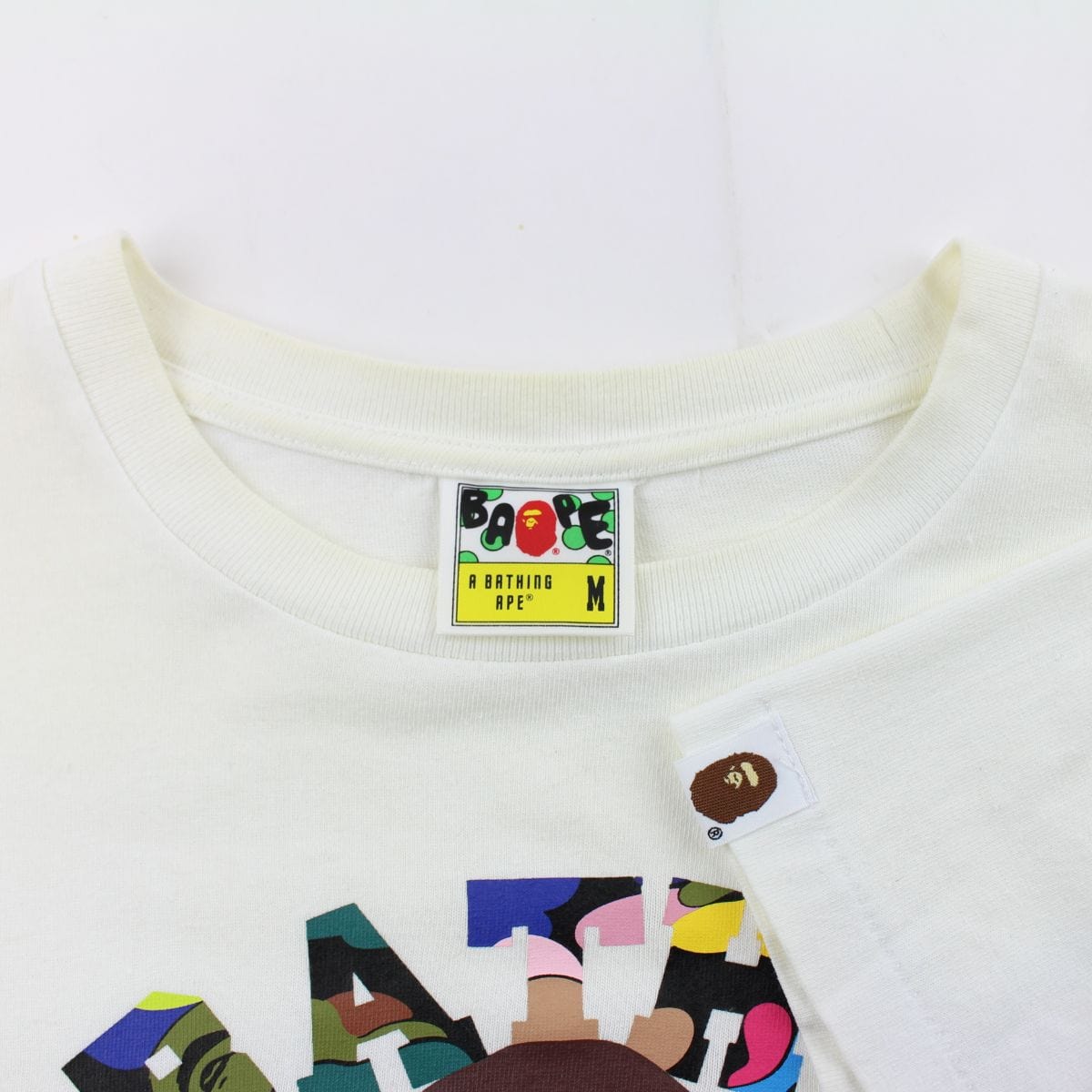 Bape multi camo milo college logo tee white - SaruGeneral