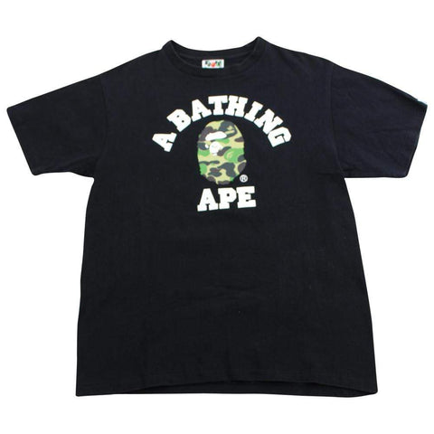 Bape ABC Green Camo College Logo Tee Black