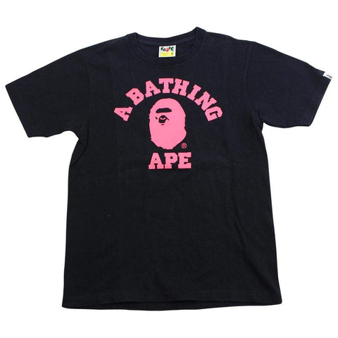 Bape Pink College Logo Tee Black