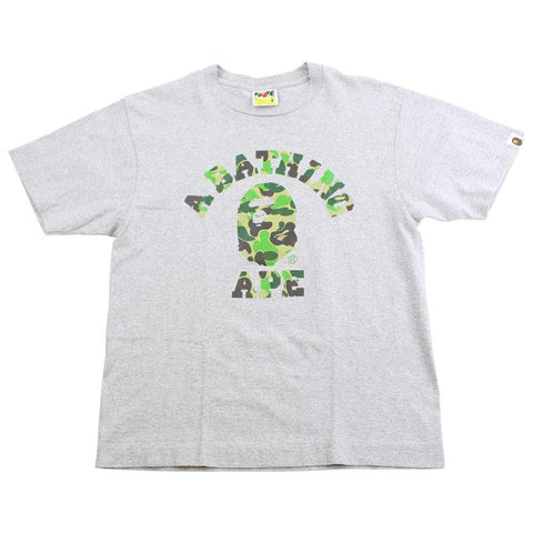 Bape ABC Green Camo College Logo Tee Grey