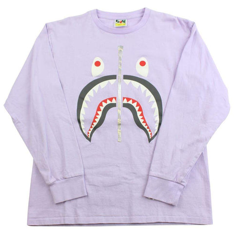 Bape Grey Shark Face Purple LS