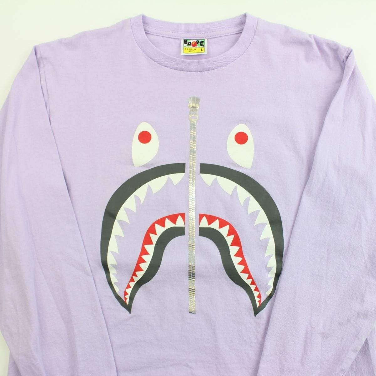 Bape Grey Shark Face Purple LS - SaruGeneral