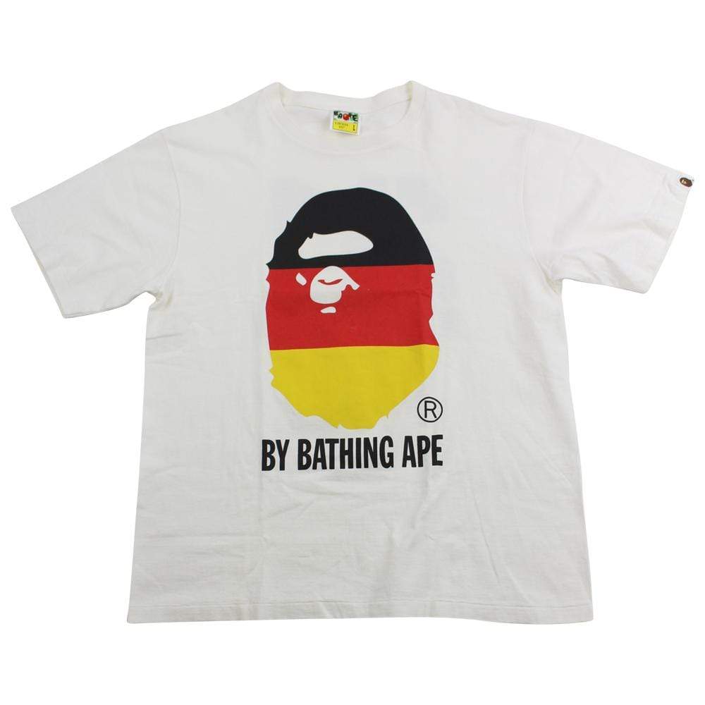 Bape German Flag Big Ape Logo Tee White - SaruGeneral