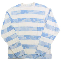 Bape ABC Blue Camo Striped LS Blanc