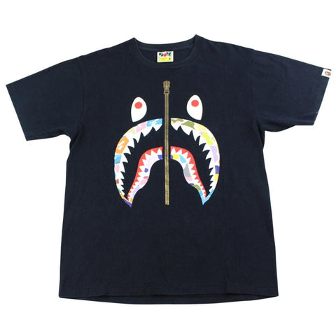 Bape multi camo shark face tee black