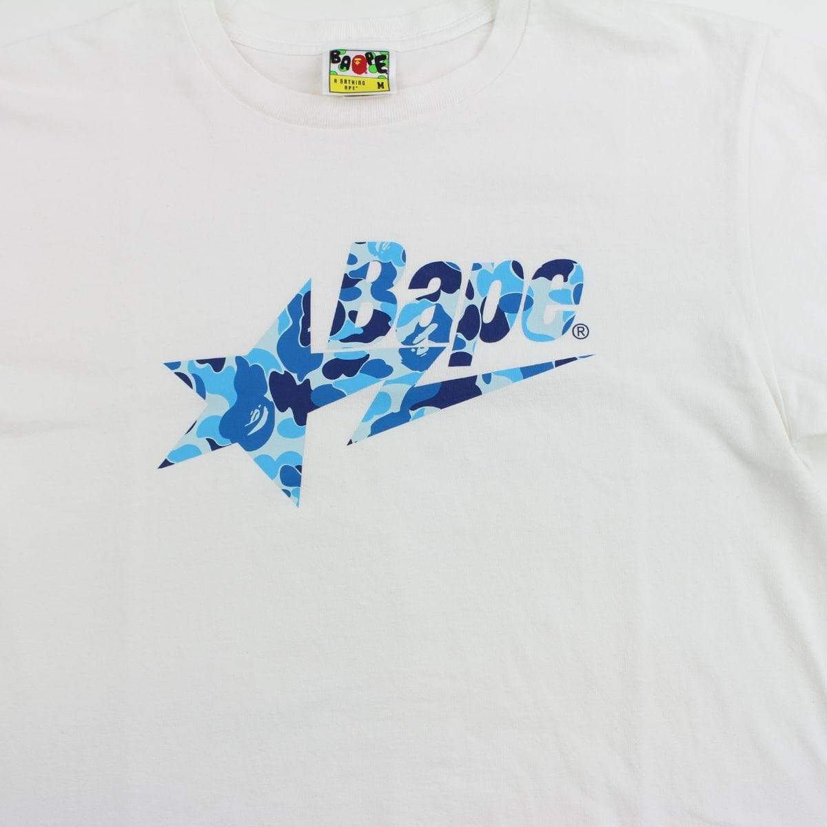 Bapesta ABC Blue Camo Logo Tee White - SaruGeneral