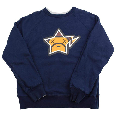 Bape x Kaws Baby Milo Four Way Reversible Crewneck Navy