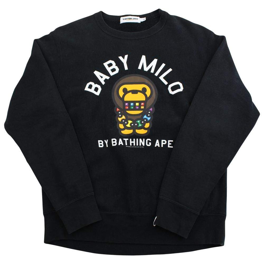 Bape Baby Milo Grill Chain Crewneck Black - SaruGeneral