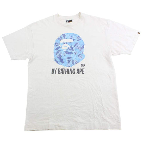 Bape x Kaws Blue Camo Big Ape Logo Tee White