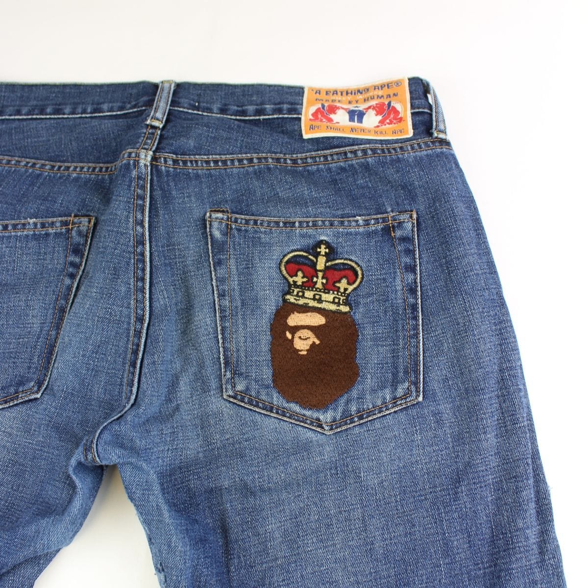 Bape crown big ape logo denim jeans - SaruGeneral