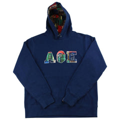 Bape patchwork ape logo hoodie navy