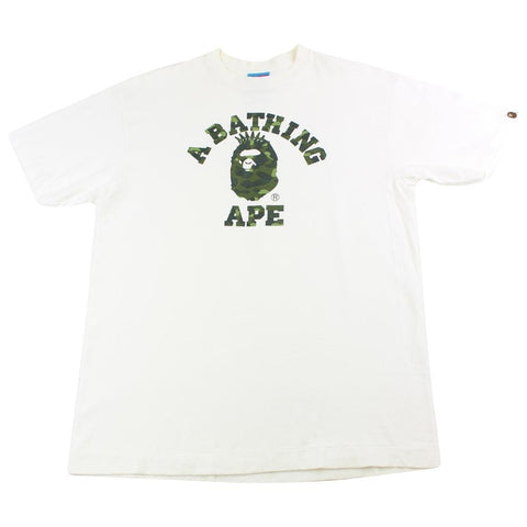 Bape NYC Green Camo College Logo Tee White